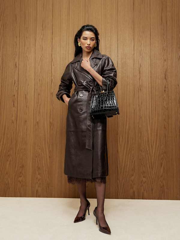 Veda Ashland Leather Trench - Mole